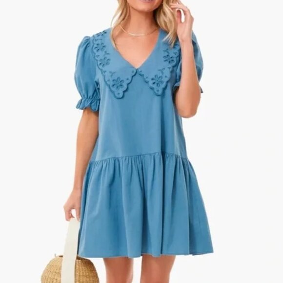 Tuckernuck Pomander Place Kit Mini Dress XS Short Puffy Sleeve Ruffle Eyelet - Picture 1 of 11